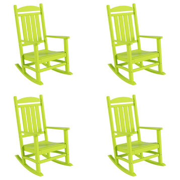WestinTrends 4PC Set Adirondack Outdoor Patio Porch Rocking Chairs, Lime