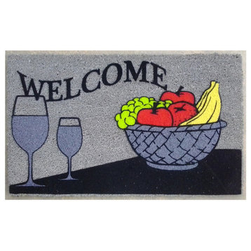 Imports Decor Coir And Pvc Welcome wine Door Mat With Multicolor Finish 543PVCF