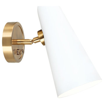 Matteo Lighting S05211WH One Light Wall Sconce, White Finish