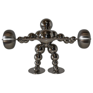 Modern Art Weightlifter Second Pull Position Chrome Statue Size: 20" x 9" x 12