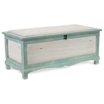 Cheungs Home Entryway Modern Shabby Bench Chest with Seat Cushion
