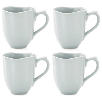 Portmeirion Sophie Conran Floret 14 Ounce Coffee Mugs, Set of 4 - Dove Grey
