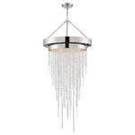 Crystorama - Clarksen 6 Light Polished Nickel Chandelier - Cascading waterfall of faceted crystal strands are suspended from a polished chrome metal frame creating a dramatic statement in any room. The robust layering of crystals is a brilliant focal point for dressing up modern or contemporary interiors.