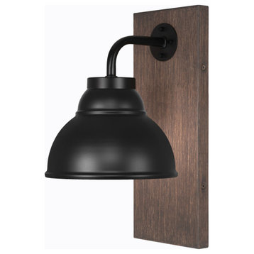Oxbridge Wall Sconce, Matte Black & Painted Distressed Metal, 7" Shade