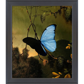 La Pastiche Blue Morpho Butterfly with Gallery Black, 24" x 28"