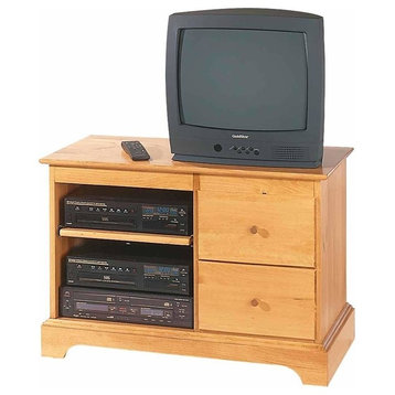Transitional Entertainment Center, Hardwood Construction With Flat Top, Pine