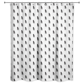 Black and White Tassel Print Shower Curtain