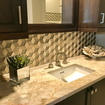 3D Geometric Guest Bath Counter & Splash