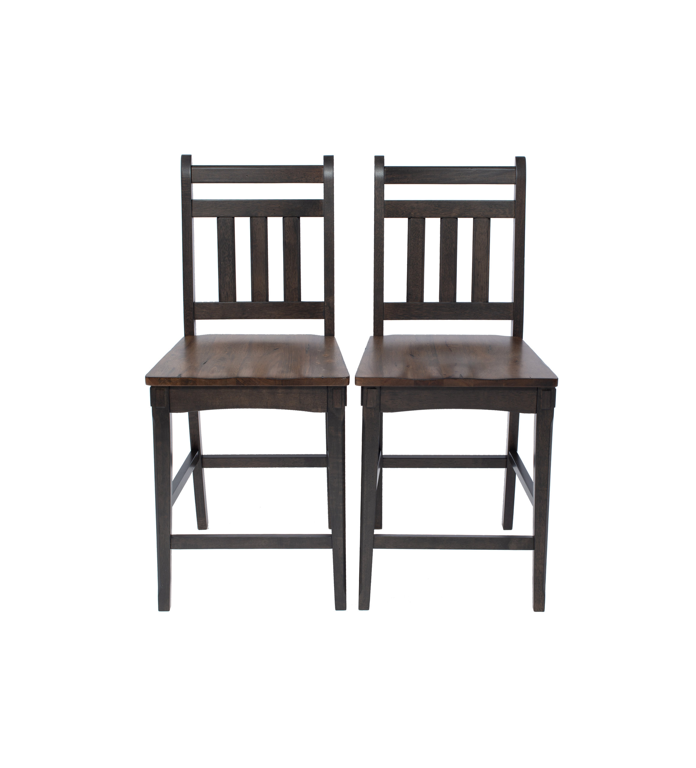 Pair of Counter-height Solid Wood Barstools - Transitional - Bar Stools ...