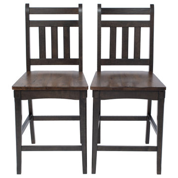Pair of Counter-height Solid Wood Barstools