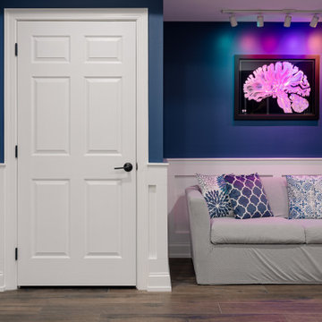 Basement Lounge – Modern Wainscoting – Integrated LED Lighting