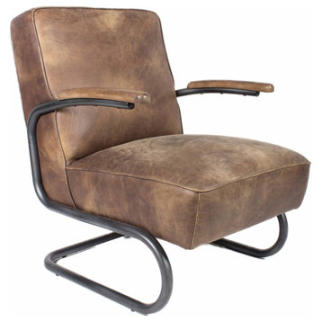 Perth Club Chair Grazed Brown Leather