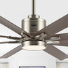 Octo 66" 1Light Industrial 6 Speed Celing Fan, LED, App/Remote, Nickel/Gray Wood