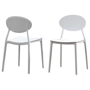 GDF Studio Ali Indoor Plastic Chair, Set of 2, White