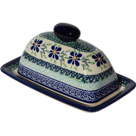 Polish Pottery Butter Dish, Pattern Number: DU121