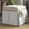 Stacy Skirted Storage Vanity Stool Ottoman, Silvery Blue Champagne Paisley