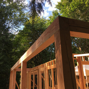 Recalimed Douglas Fir post and beam framing-hidden connections