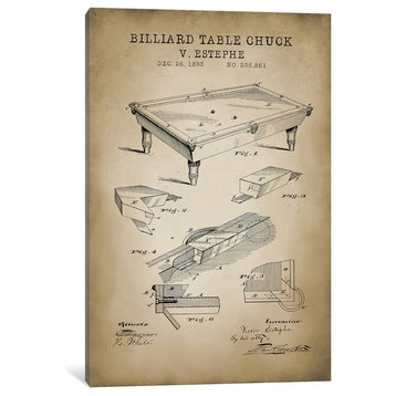 Billiard I by PatentPrintStore Canvas Print, 12"x8"x0.75"
