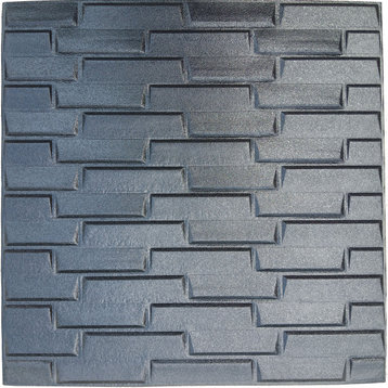 Black Faux Stone 3D Wall Panels, Set of 10, Covers 52.7 Sq Ft