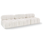 Meridian Furniture - Ames Boucle Fabric Modular Sofa, Cream, 3-Piece: 3 Armless Chair - Introduce a touch of modern sophistication to your living area with the exquisite Ames Boucle Fabric Sofa. With plush cream boucle fabric and unique design, it will elevate the visual appeal of your living space. This elegant and captivating sofa can be mixed and matched with other pieces from the collection to create an endless array of stunning looks. So, get ready to transform your living area into an inviting and stylish haven with the Ames Boucle Fabric Sofa.