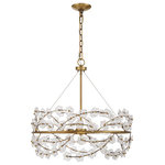 Savoy House - Camille 5-Light Chandelier, Warm Brass - Treat your home to a bouquet of flowers with the Savoy House Camille 5-light chandelier. Sprigs of clear glass flowers burst forth from the central ring, which is finished in warm brass. Camille is 24" in height and 24" in diameter. It uses five candelabra size bulbs of up to 60 watts per bulb. Comes with 120" of chain and 144" of cord.