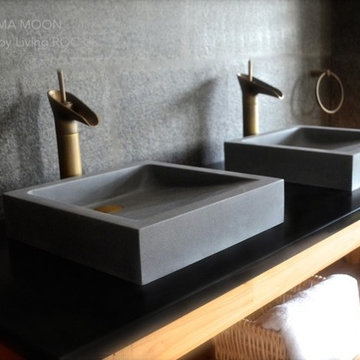 Gray basalt bathroom vessel sink concrete look-KIAMA MOON