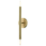 Livex Lighting - Antique Brass Modern, Urban, Sputnik, Dynamic, Timeless Sconce - The Monaco collection inherits the multidirectional lines inspired by the Sputnik. The exposed bulbs glimmer at the end of each rectangular arm to create a touch of understated glamour for today�s modern spaces. The timeless design will add a sense of airiness and motion to any room. This double light sconce would look wonderful anyplace; bathrooms, living rooms, modern dining rooms, hallways or bedrooms. It is presented in an antique brass finish.