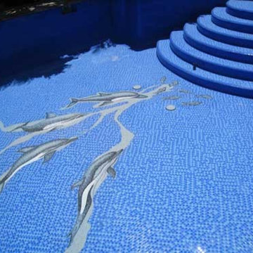 All-Tile Pool with Dolphin Design