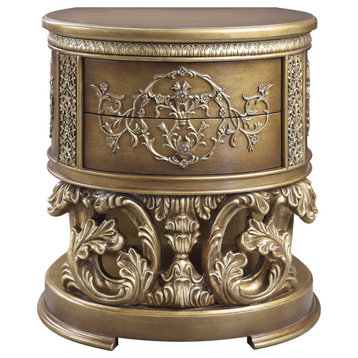 ACME Constantine Nightstand, Brown and Gold Finish