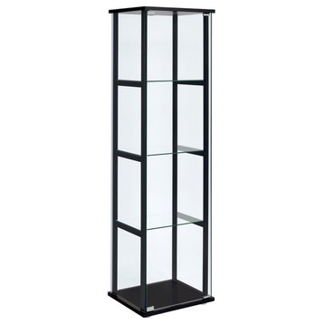 Coaster Cyclamen 4-shelf Glass Curio Cabinet Black and Clear