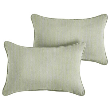 Sunbrella Outdoor Corded Pillow Set of 2, Green, 12"Hx24"Wx6"D
