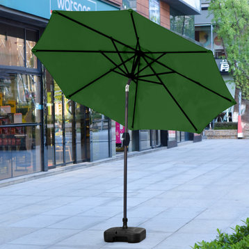 WestinTrends 9Ft Outdoor Patio Table Umbrella with Plastic Fillable Base, Dark Green