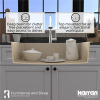 Karran QT-812 Top Mount 33" Large Single Bowl Quartz Kitchen Sink, Bisque