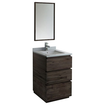 Fresca Formosa 24" Floor Standing Wood Bathroom Vanity with Mirror in Brown
