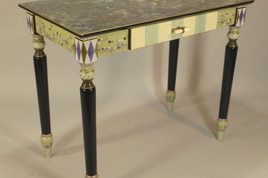 Turned Leg Desk - Handpainted by Suzanne Fitch