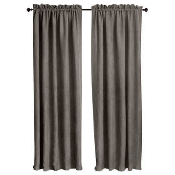 108"x52" Microsuede Blackout Curtain Panels, Set of 2, Steel Grey