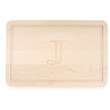 BigWood Boards Rectangle Monogram Maple Cutting Board, J