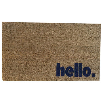 Hand Painted "Hello." Welcome Mat, Midnight Navy Blue