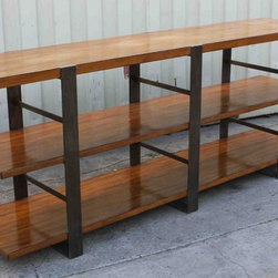 Mortise & Tenon Custom Furniture Store in Los Angeles - Vintage Distressed Steel and Wood Bookcase - Bookcases