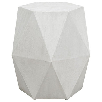 Geometric Accent Table-18 Inches Tall and 18 Inches Wide-White Ceruse Finish