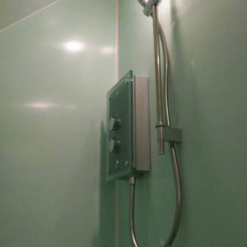 1950 Challet Bungalow: New attic shower room from 2 cupboards.