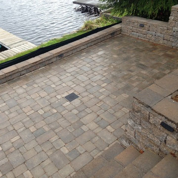 Lake front stairs, patio, and retaining wall in Ottis, MA
