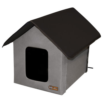 K&H Pet Products Heated Outdoor Kitty House Gray / Black 22"x18"x17"