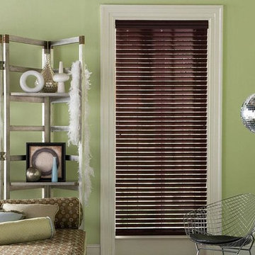 FAUX DARK WOOD BLINDS - Lafayette Wonderwood Faux Wooden Blinds - Living Room Id