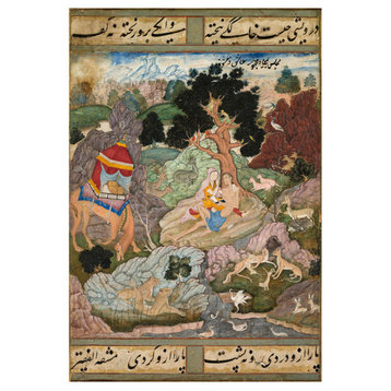 "Layla and Majnun in the Wilderness With Animals, c. 1590-1600" Paper Art