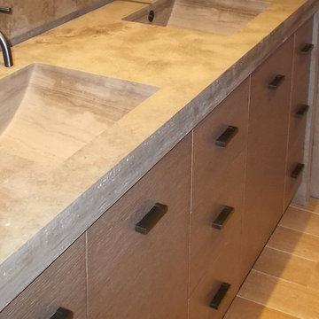 Vanity basin carved out of solid marble slab