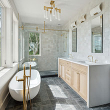 stunning marble bath and shower