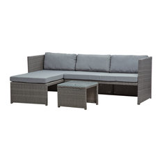 3-Piece Patio Conversation Set All-Weather Wicker Rattan, Gray