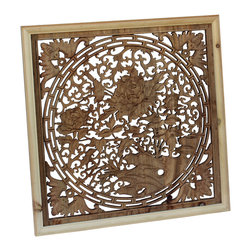 Chinese Square Flower Bird Wooden Wall Plaque Panel cs4286 - Wall Sculptures