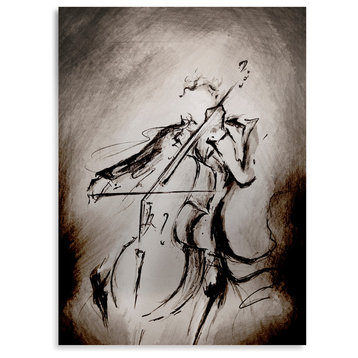 Marc Allante 'The Cellist' Floating Brushed Aluminum Art, 16x22